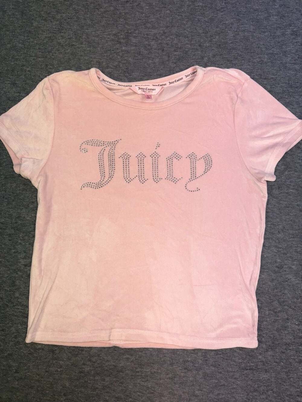 Juicy Couture Pink Velour Rhinestone Logo Sleepwear T-Shirt Size L